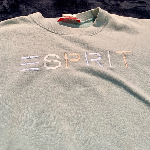 💛 Vintage 80s ESPRIT oversized crewneck sweater mint green size small distressed - Picture 7 of 9
